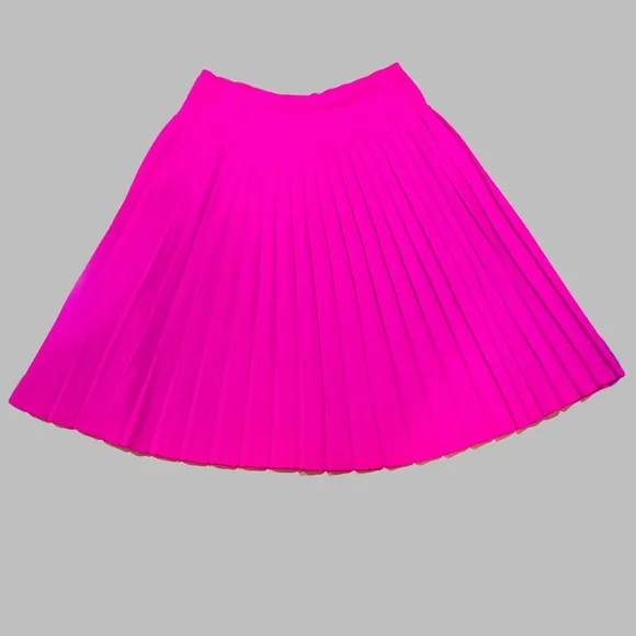 100% Wool Pleated Knee-Length Pink Skirt Medium