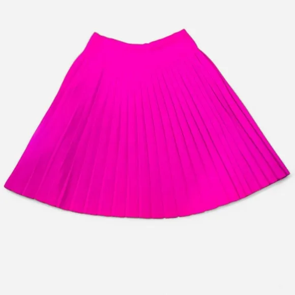 100% Wool Pleated Knee-Length Pink Skirt Medium