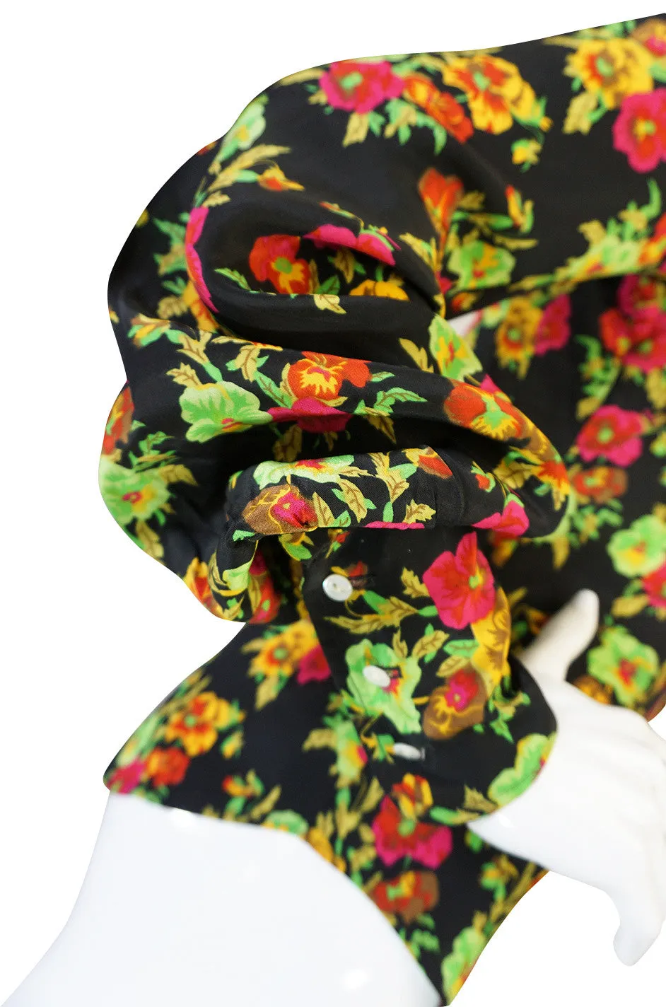 1960s Rare Bright Floral Silk Jeff Banks Button Shirt