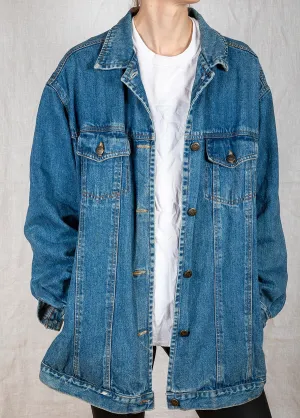 1980s - 90s Long Medium Wash Denim Jacket