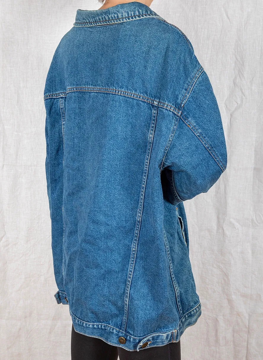 1980s - 90s Long Medium Wash Denim Jacket