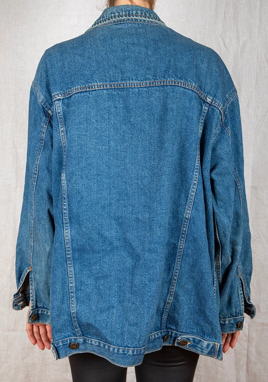 1980s - 90s Long Medium Wash Denim Jacket