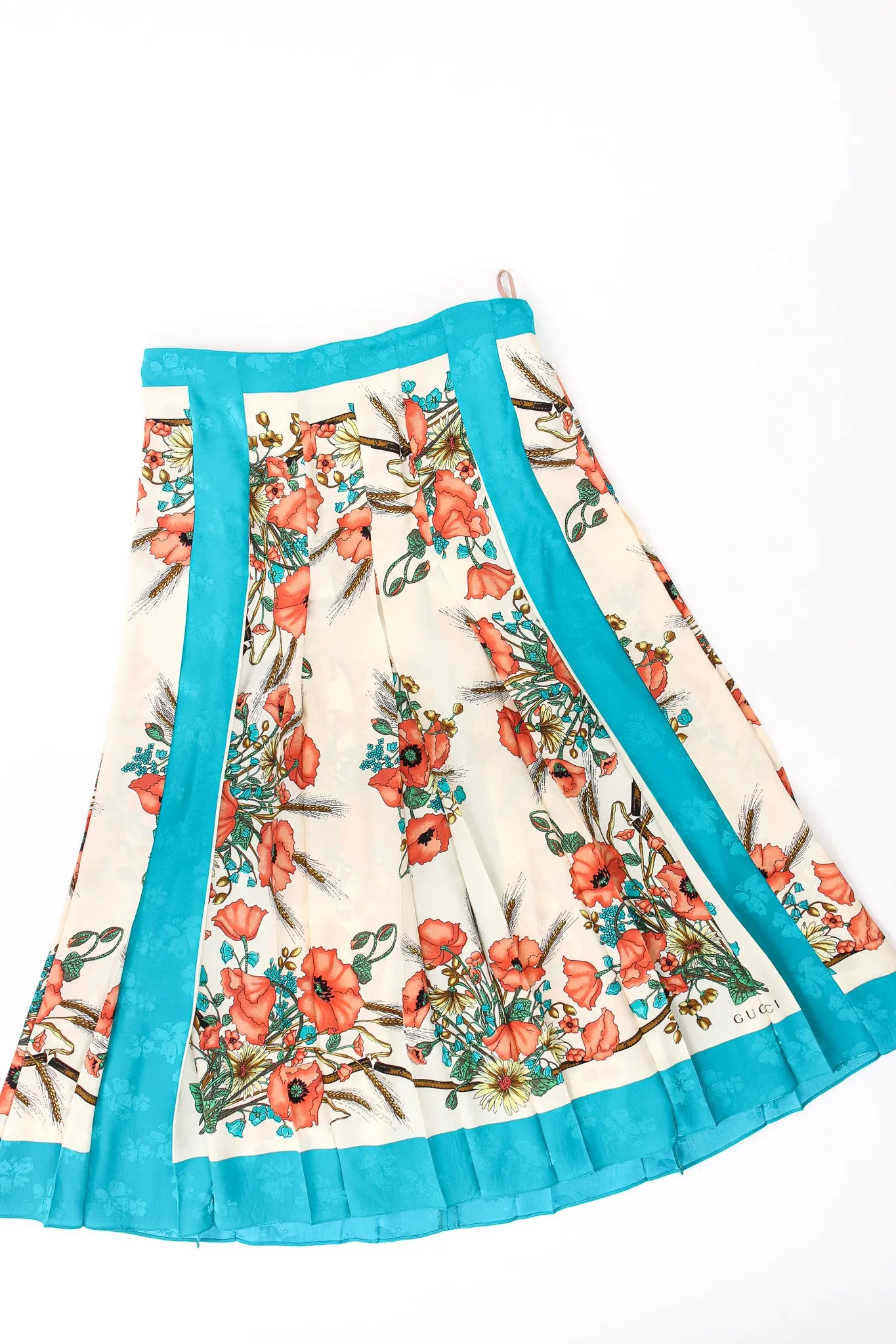 2019 Resort Poppy Print Silk Scarf Skirt