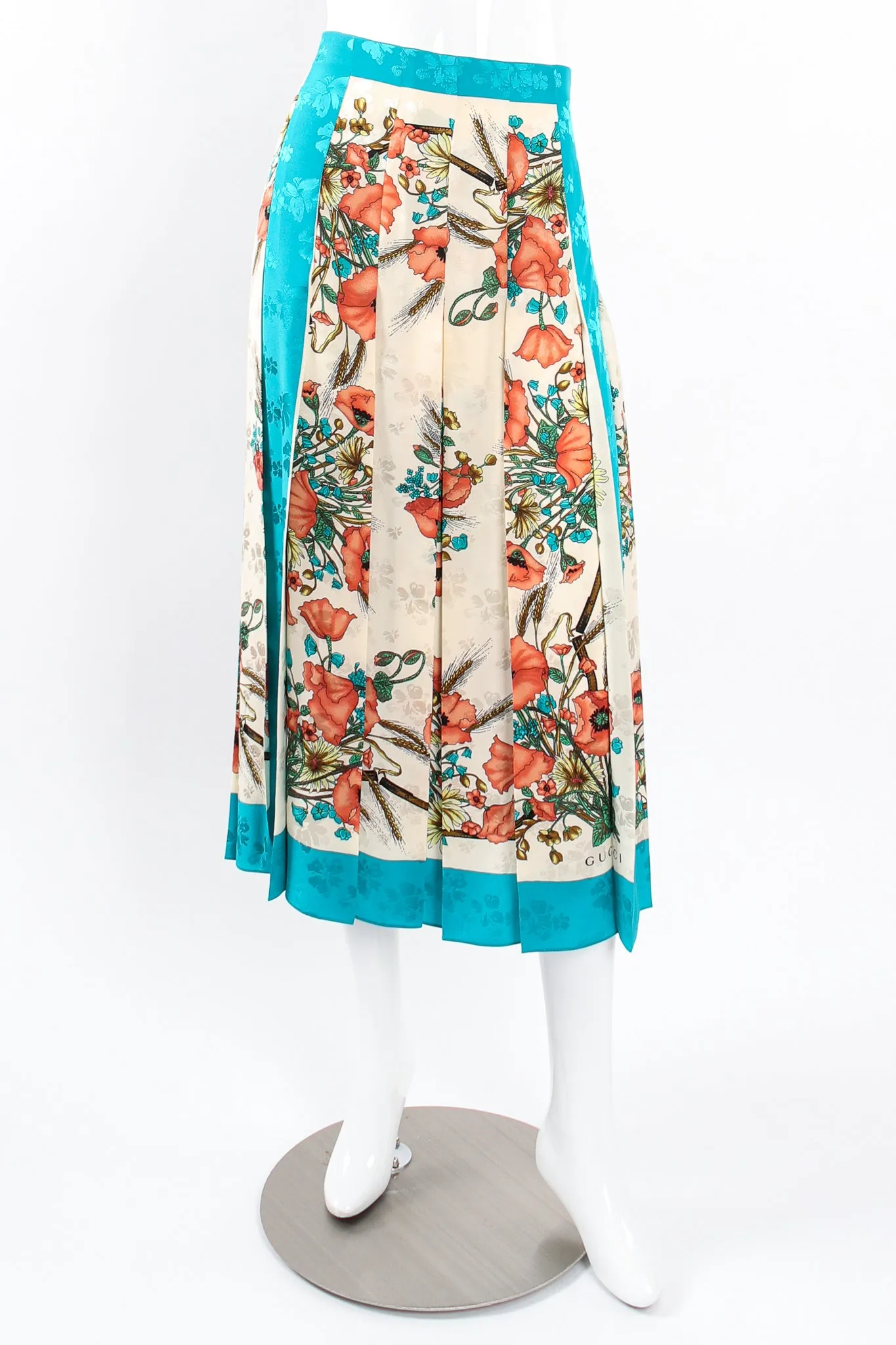 2019 Resort Poppy Print Silk Scarf Skirt