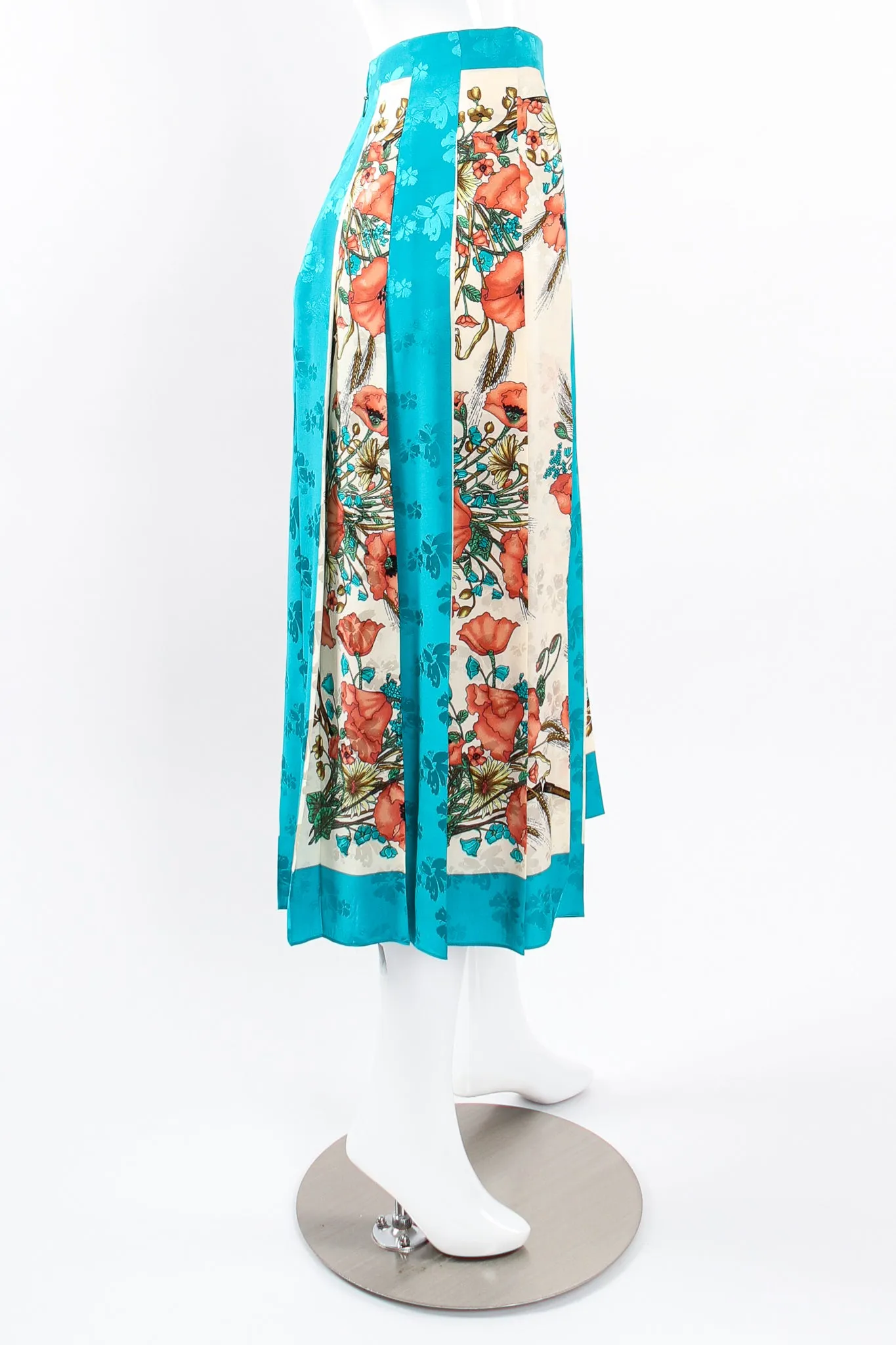 2019 Resort Poppy Print Silk Scarf Skirt