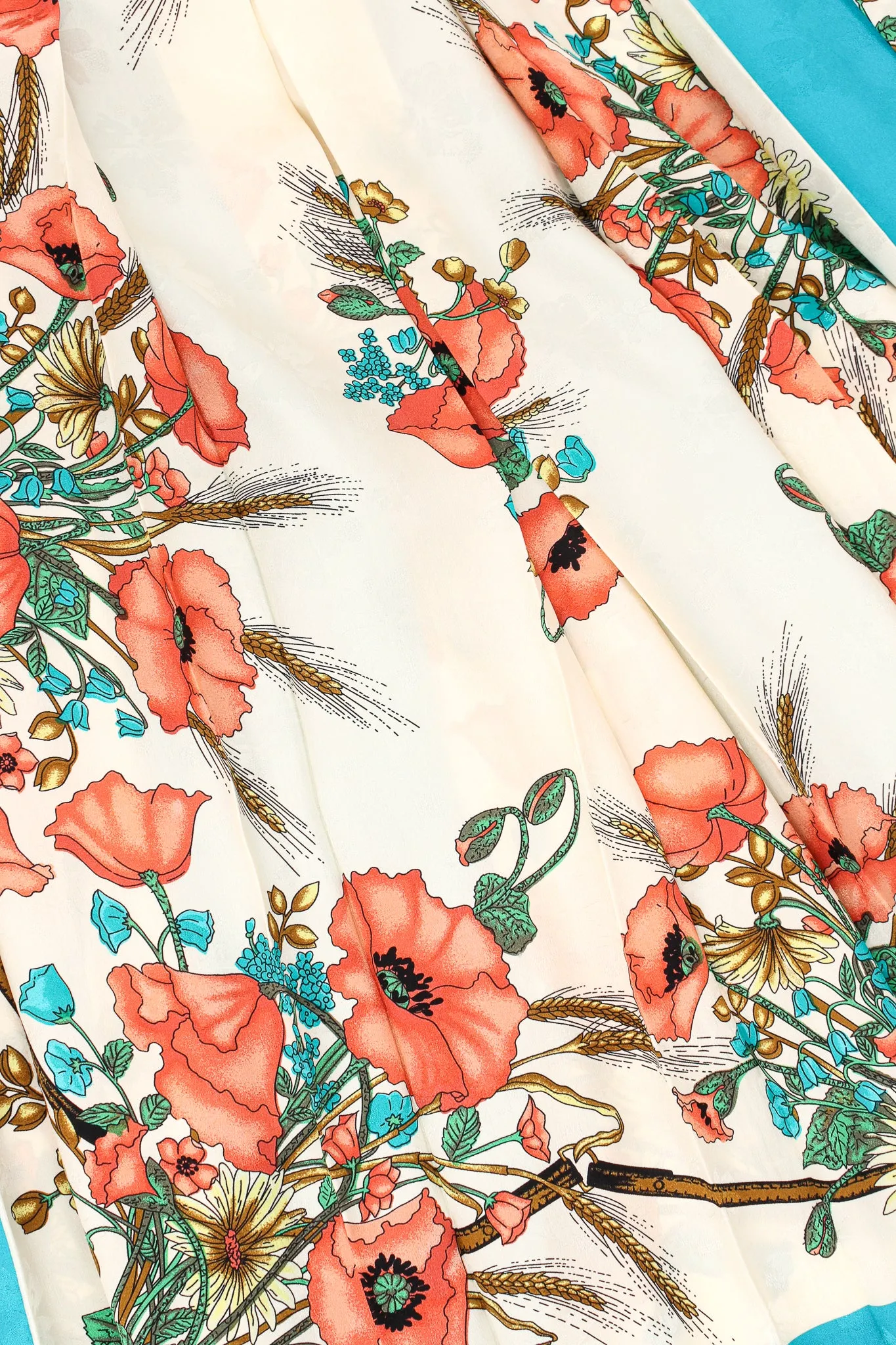 2019 Resort Poppy Print Silk Scarf Skirt