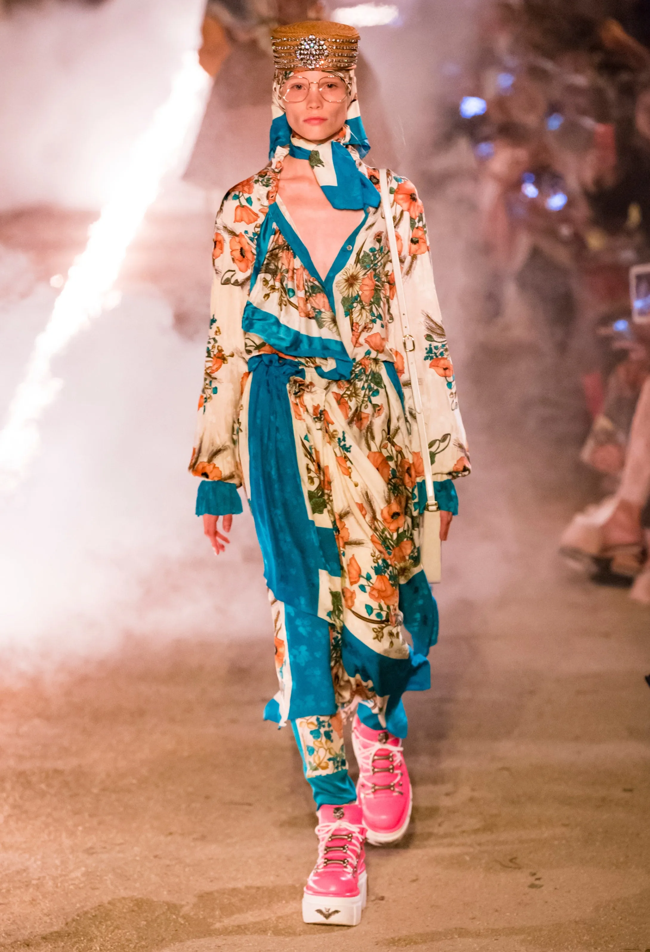 2019 Resort Poppy Print Silk Scarf Skirt