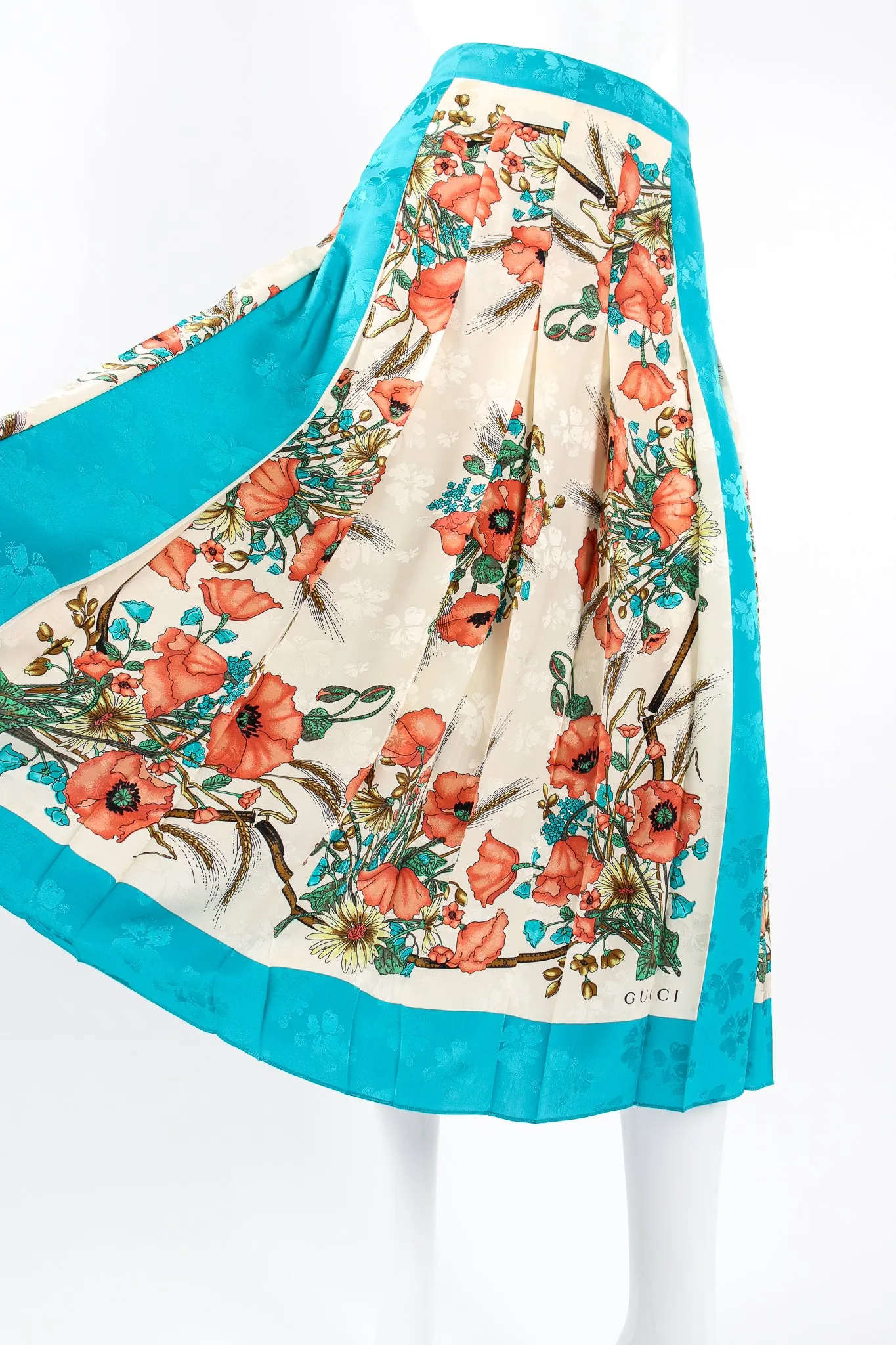 2019 Resort Poppy Print Silk Scarf Skirt