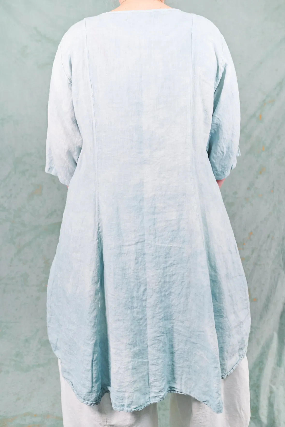 7212 Hand Dyed Linen Summer Dress-Blue Sky-P