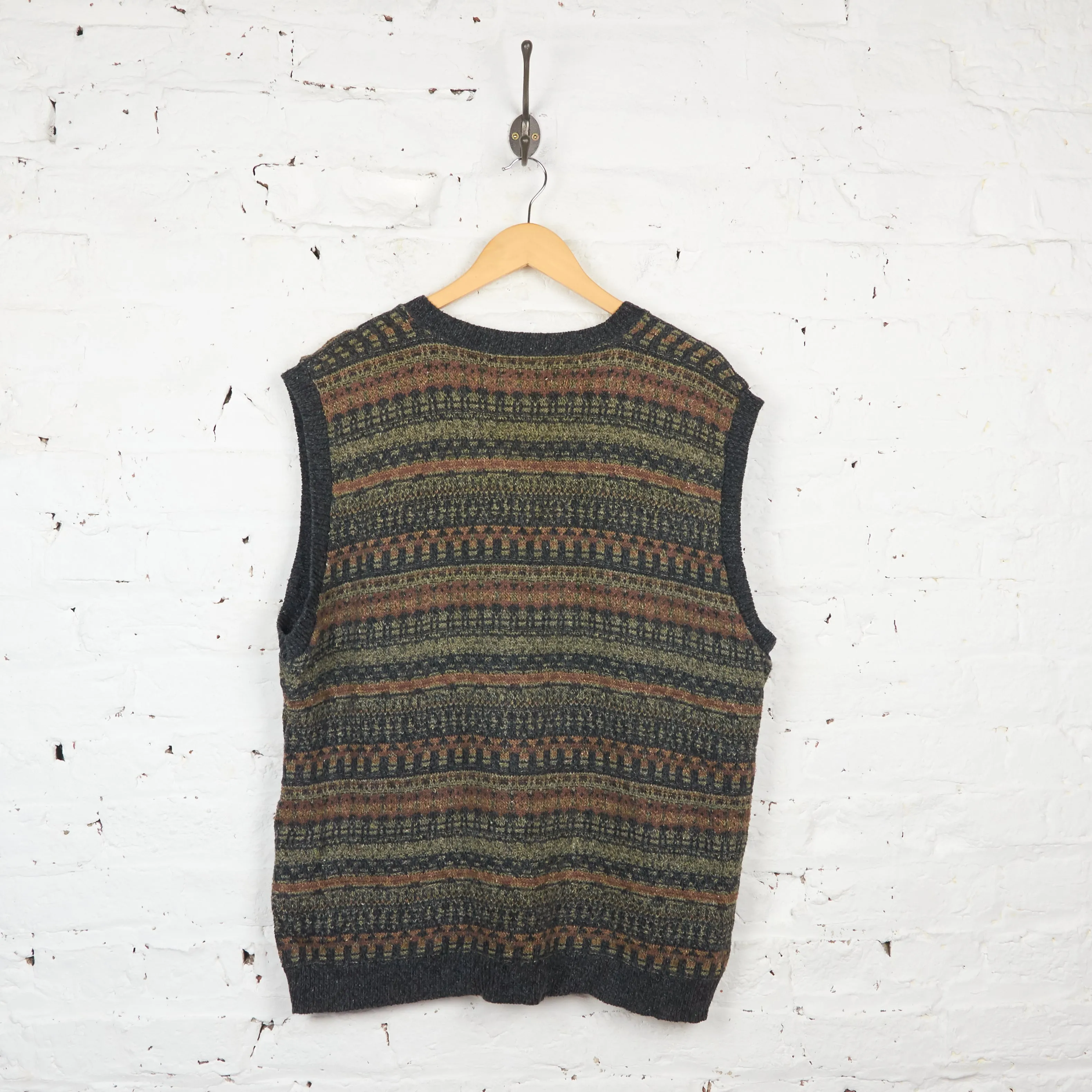 90s Pattern Knit Tank Top - Grey - XL