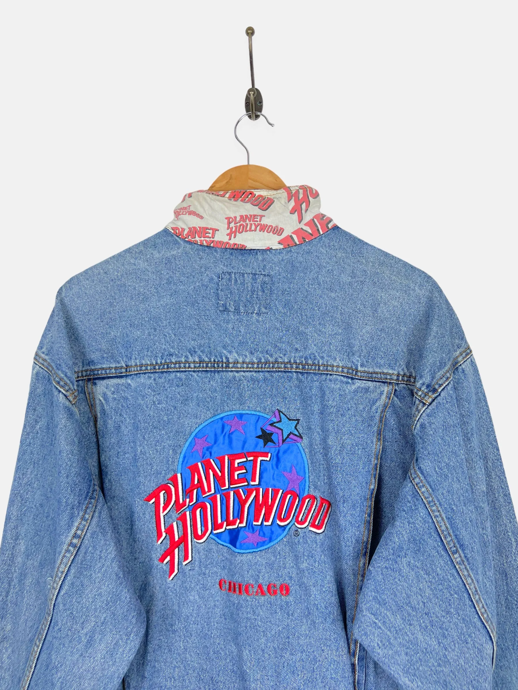90's Planet Hollywood Chicago Embroidered Vintage Denim Jacket Size M