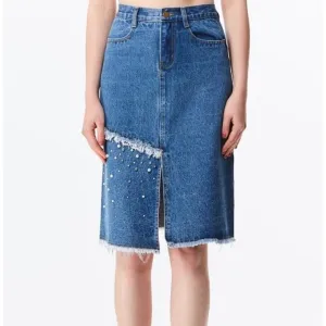 A Touch of Pearl | Denim Skirt