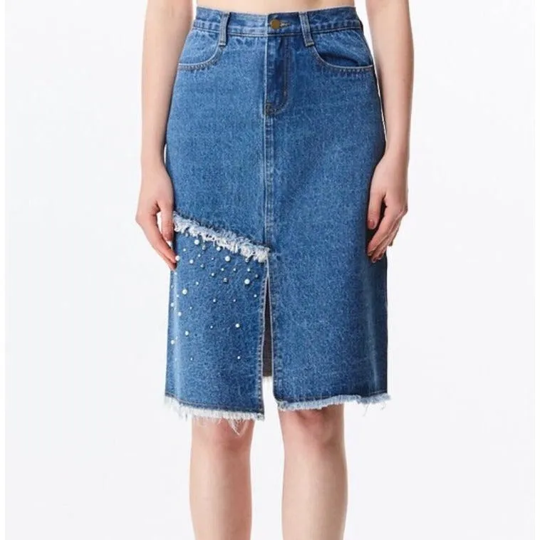 A Touch of Pearl | Denim Skirt