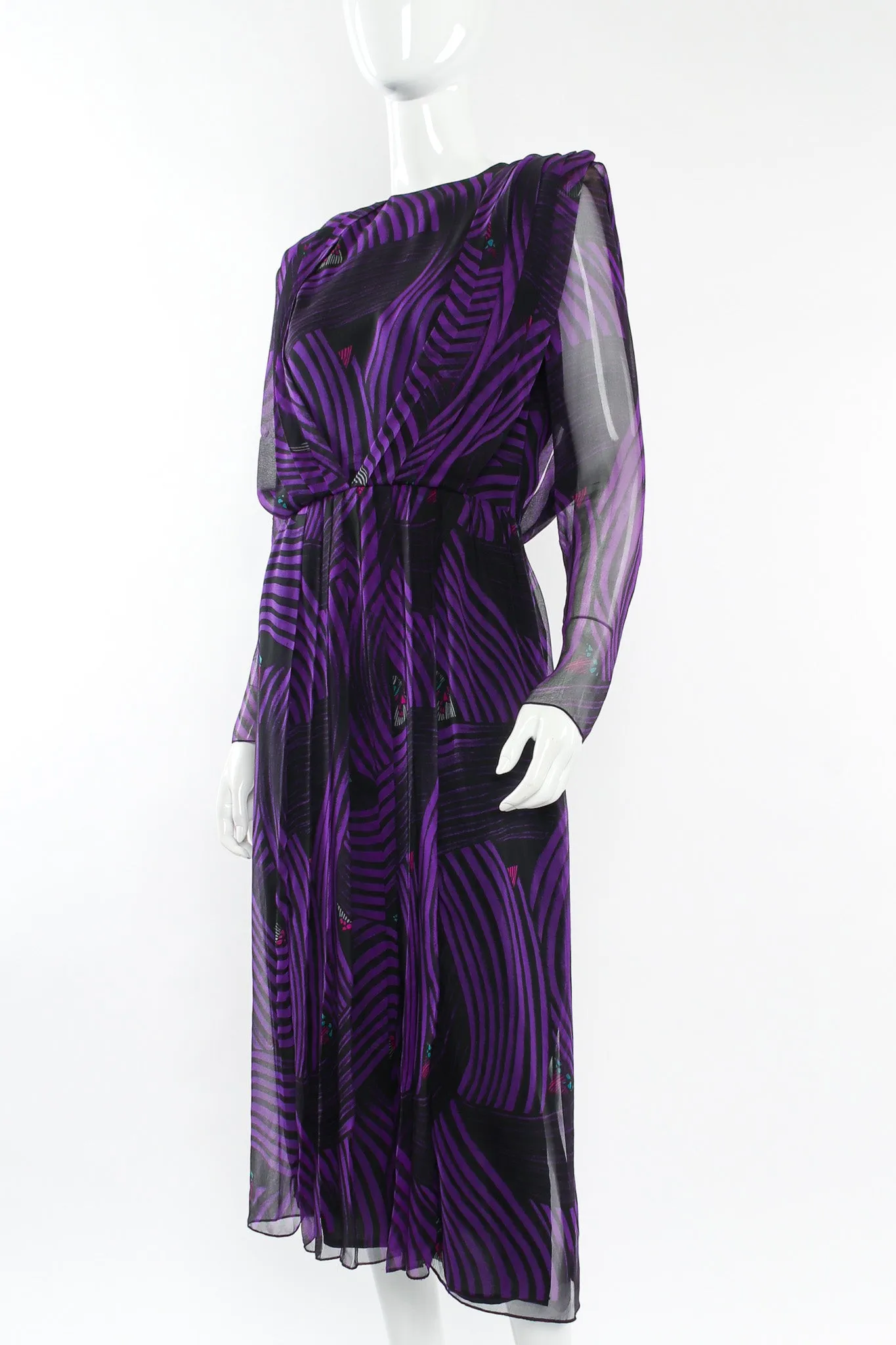 Abstract Stripe Geo Silk Dress