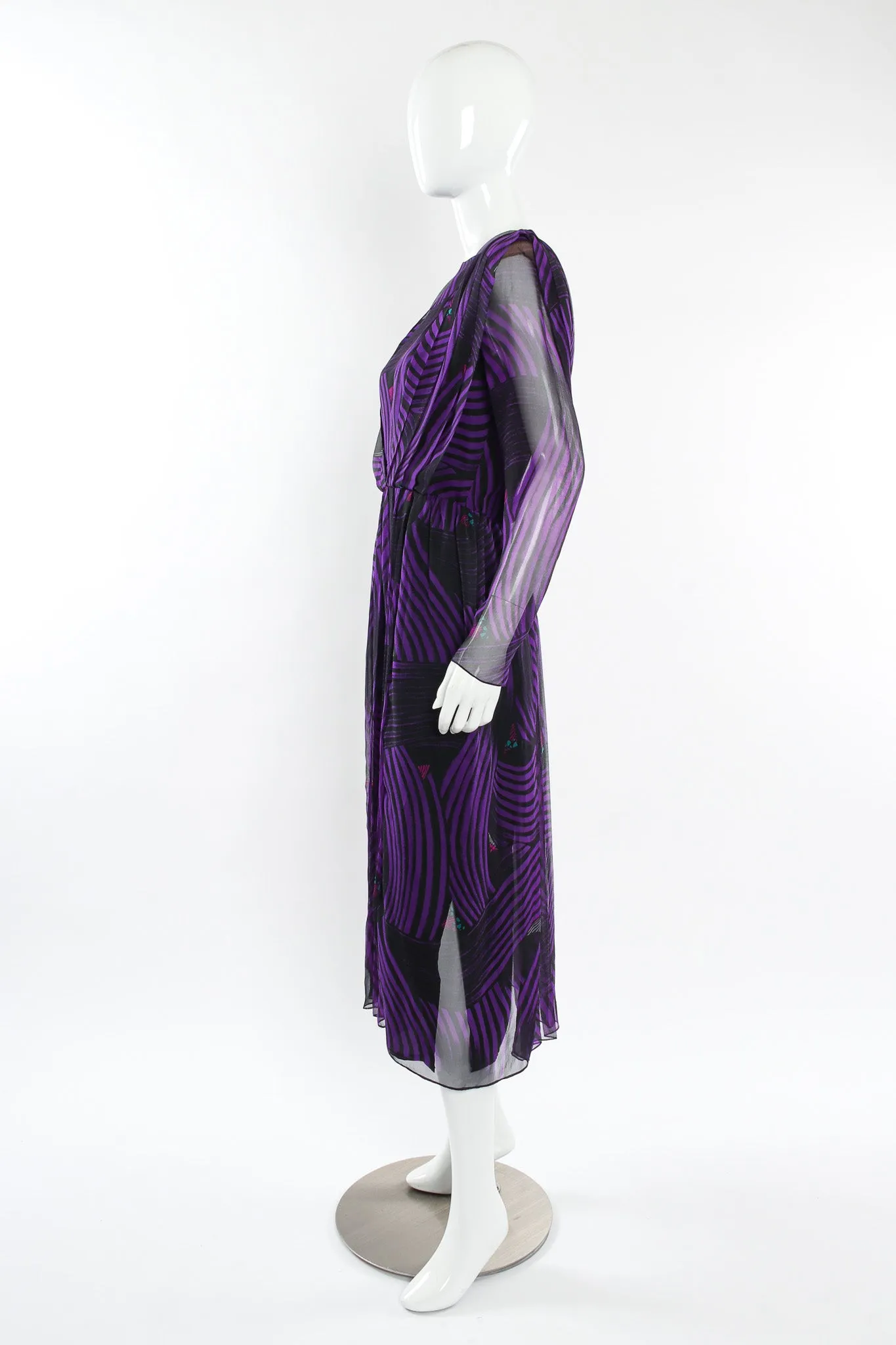 Abstract Stripe Geo Silk Dress