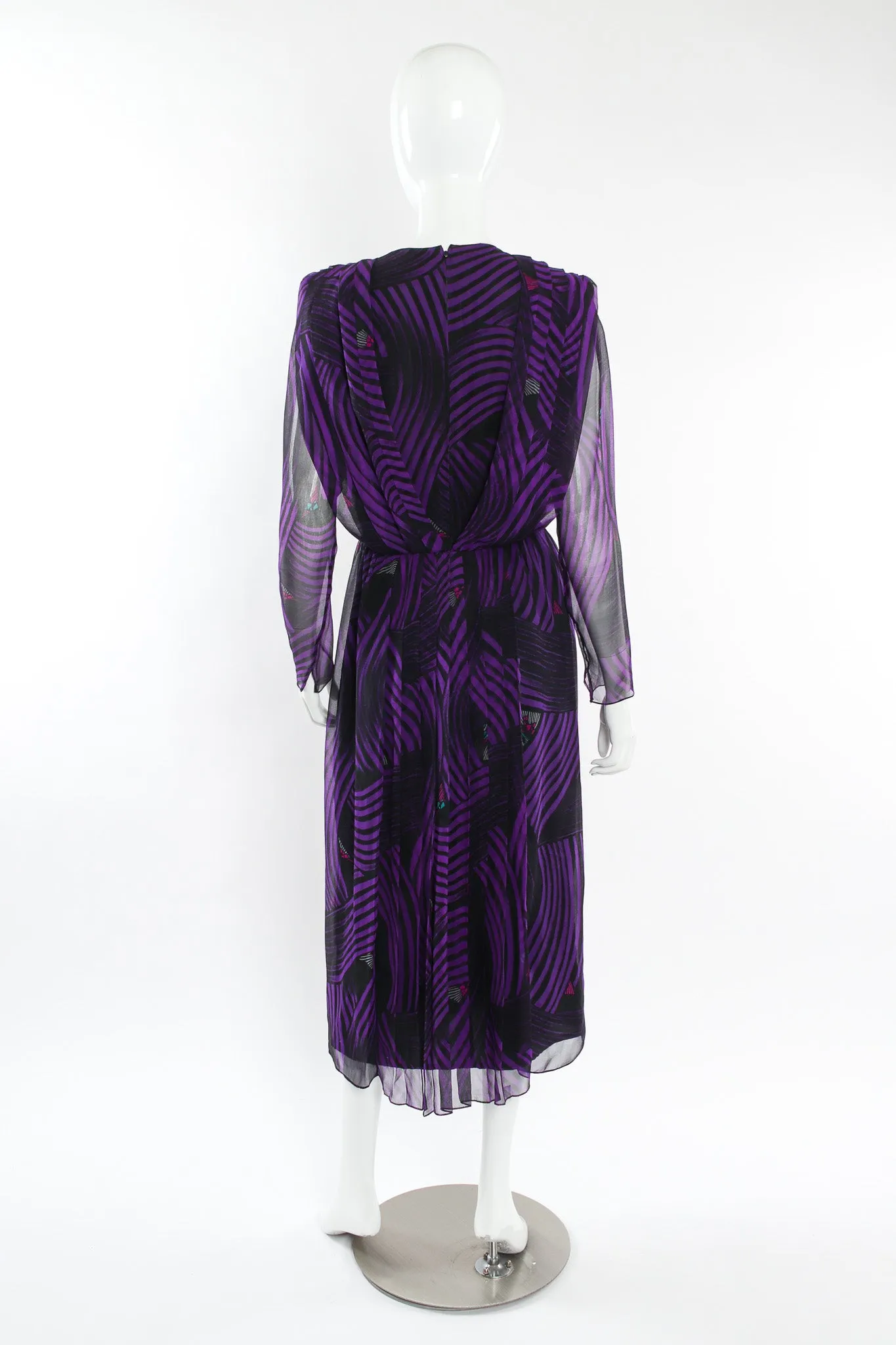 Abstract Stripe Geo Silk Dress