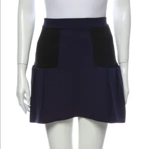 Alice   Olivia Pleated Blue &amp; Black Mini SkirtXS/2