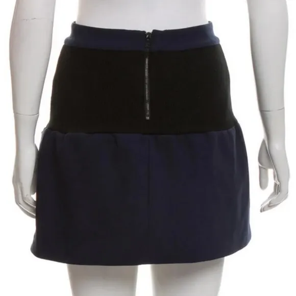 Alice   Olivia Pleated Blue &amp; Black Mini SkirtXS/2