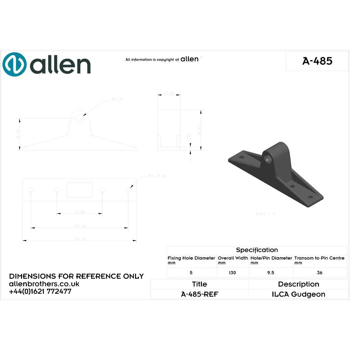 Allen Laser/ILCA Rudder Gudgeon