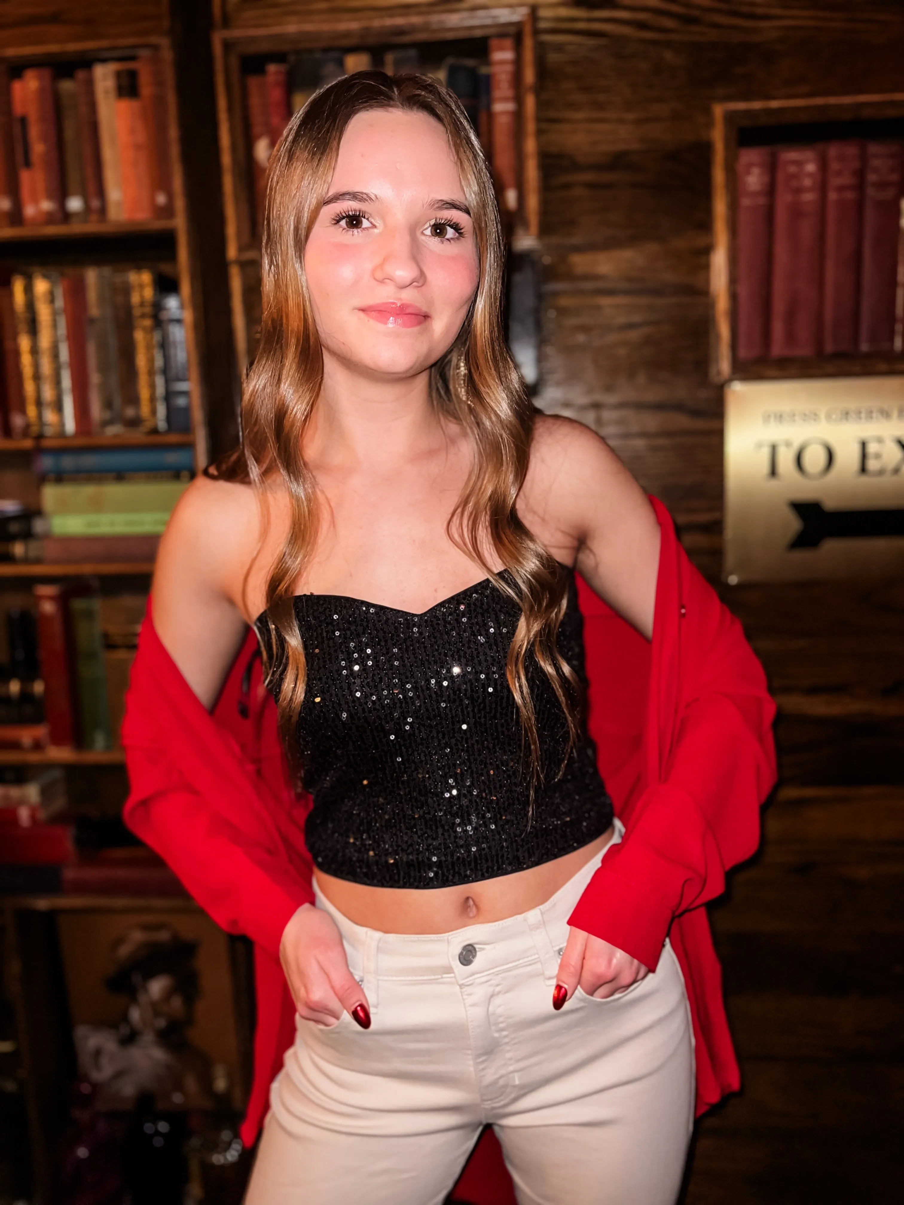 Americana Strapless Sequin Crop