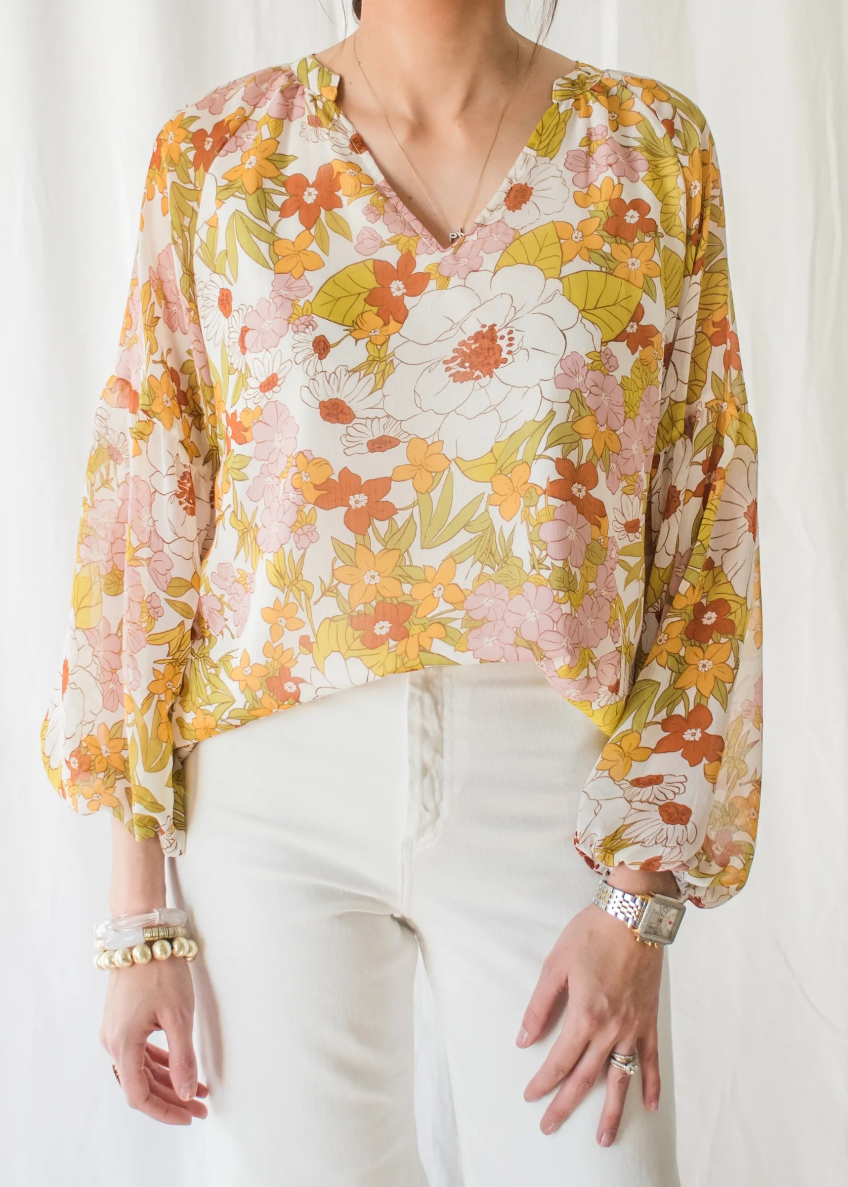 An Amaretto in Austin Floral Blouse