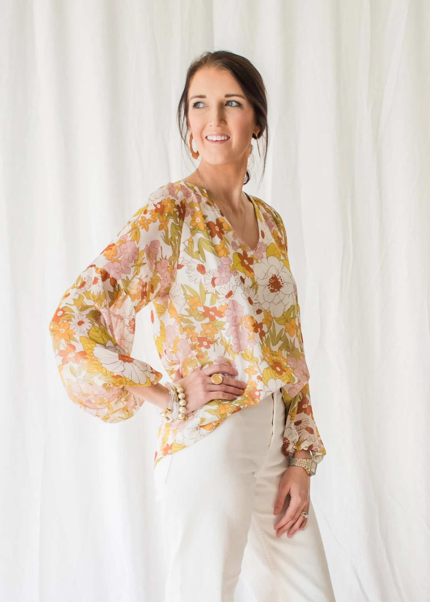 An Amaretto in Austin Floral Blouse