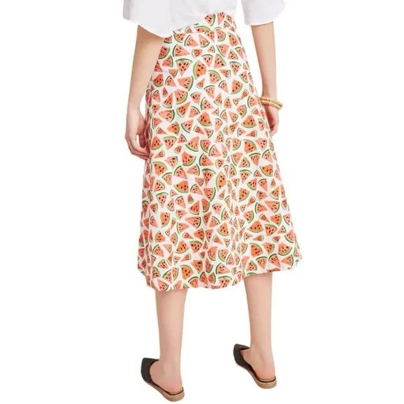 Anthropologie 45 of 52 Conversations colloquial full watermelon print skirt