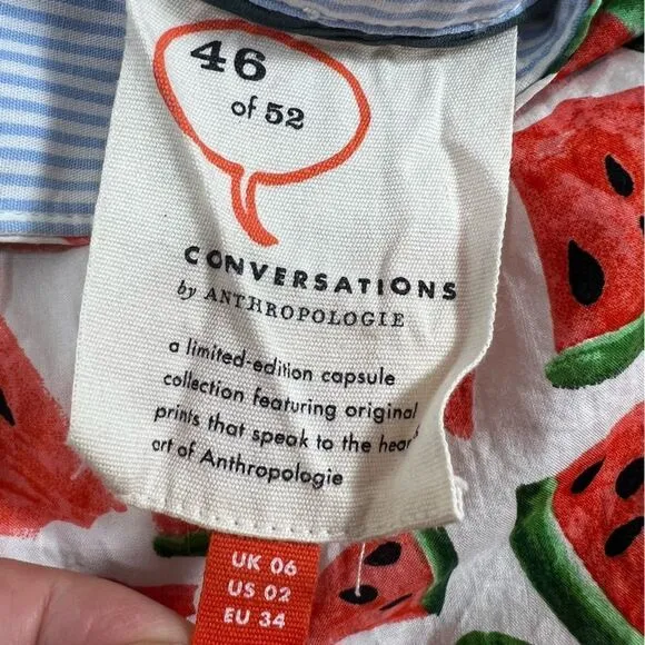 Anthropologie 45 of 52 Conversations colloquial full watermelon print skirt