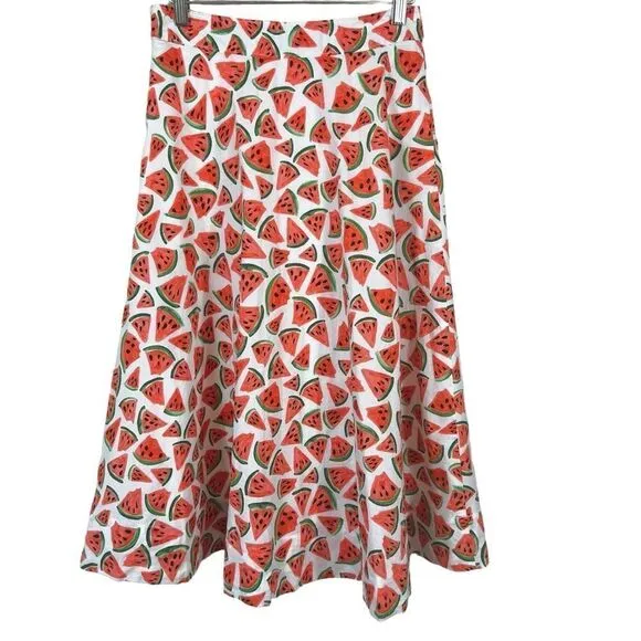 Anthropologie 45 of 52 Conversations colloquial full watermelon print skirt