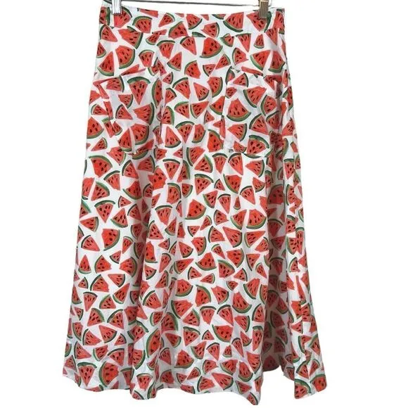 Anthropologie 45 of 52 Conversations colloquial full watermelon print skirt