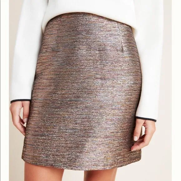 Anthropologie Annalee Shimmer Metallic Mini Skirt Size 4 NWT
