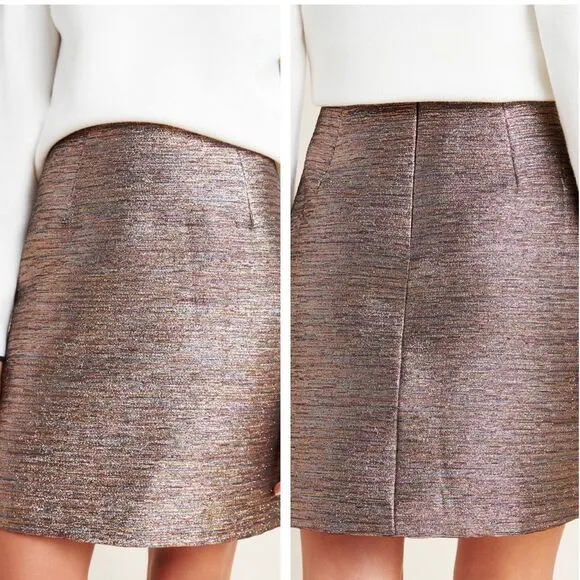 Anthropologie Annalee Shimmer Metallic Mini Skirt Size 4 NWT