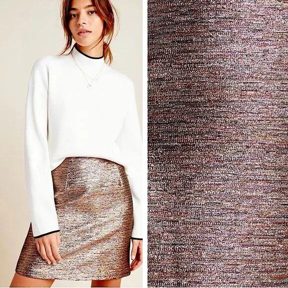 Anthropologie Annalee Shimmer Metallic Mini Skirt Size 4 NWT