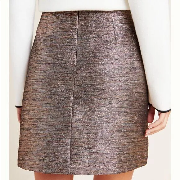 Anthropologie Annalee Shimmer Metallic Mini Skirt Size 4 NWT