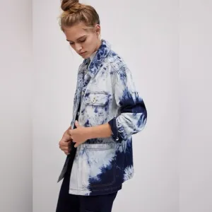 Anthropologie Avec Les Filles Shiloh oversized tie dye denim shirt jacket Small