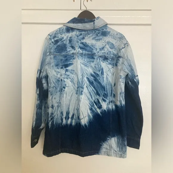 Anthropologie Avec Les Filles Shiloh oversized tie dye denim shirt jacket Small