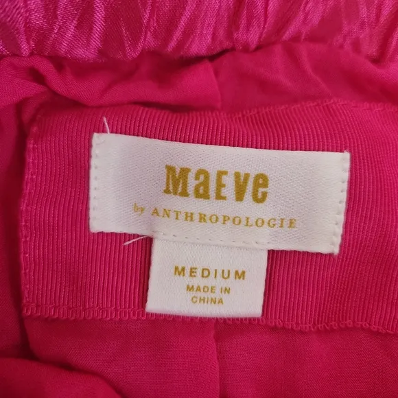 Anthropologie Maeve Pleated Shine Midi Skirt Fushia Hot Pink Barbiecore Girlypop