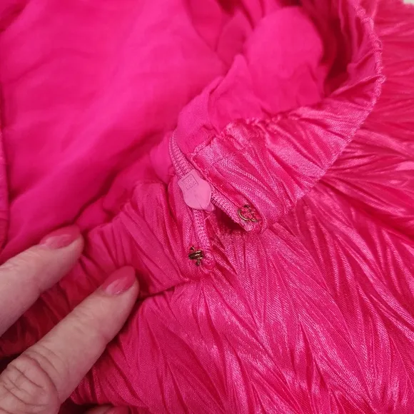 Anthropologie Maeve Pleated Shine Midi Skirt Fushia Hot Pink Barbiecore Girlypop