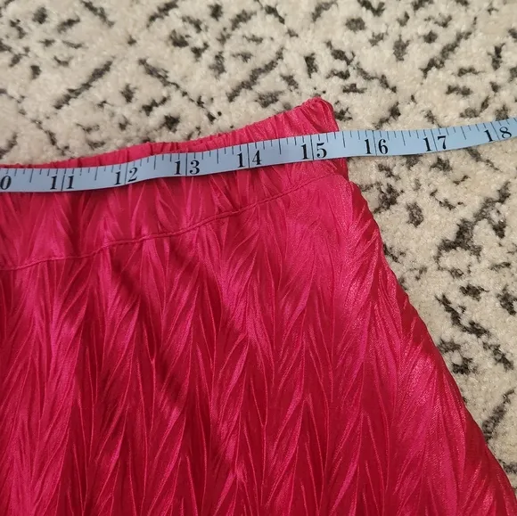 Anthropologie Maeve Pleated Shine Midi Skirt Fushia Hot Pink Barbiecore Girlypop