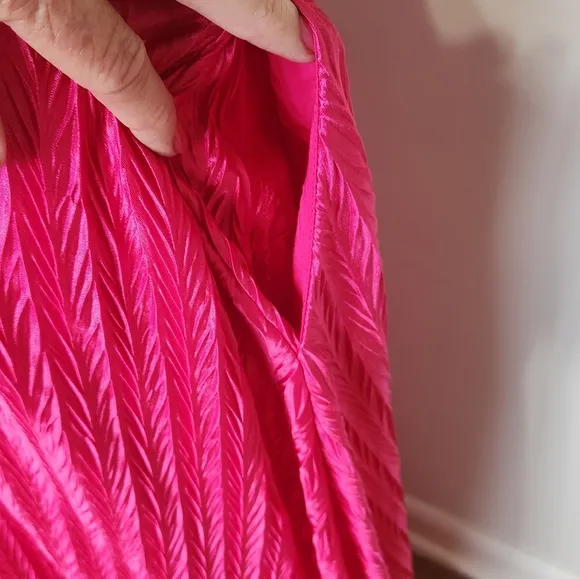 Anthropologie Maeve Pleated Shine Midi Skirt Fushia Hot Pink Barbiecore Girlypop