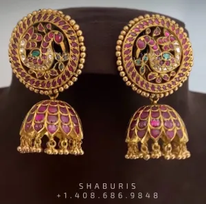 Antique Jewelry Temple Jewelry Bridal Jewelry,silver jewelry Indian ,tanzanite,lyte weight Indian Bridal Nakshi Jewelry - SHABURIS
