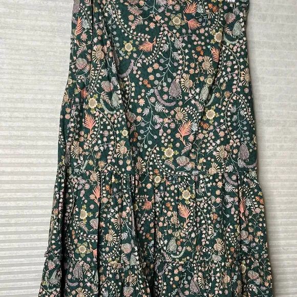 Antonio Melani Liberty Poplin A Line Midi Skirt Forest Green Floral Size 6