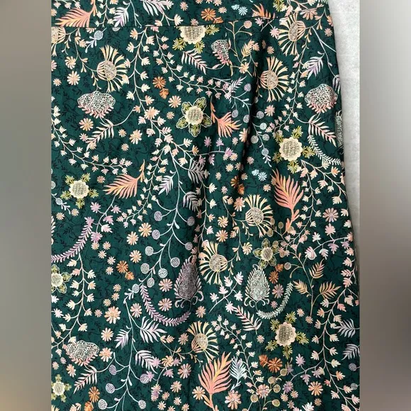 Antonio Melani Liberty Poplin A Line Midi Skirt Forest Green Floral Size 6