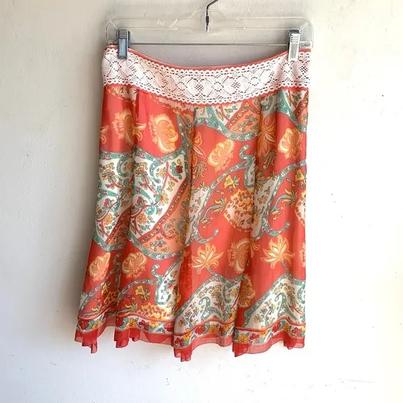Antonio Melani Santa Fe Poppy Ibiza Silk Skirt Sz 10 NWT