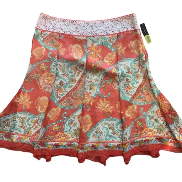 Antonio Melani Santa Fe Poppy Ibiza Silk Skirt Sz 10 NWT