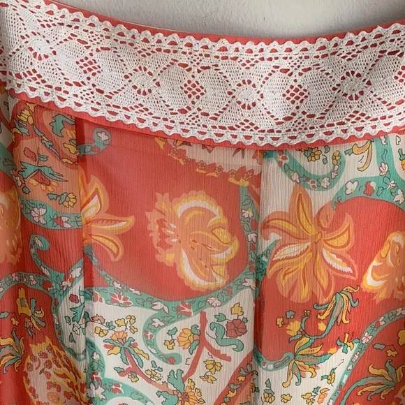 Antonio Melani Santa Fe Poppy Ibiza Silk Skirt Sz 10 NWT