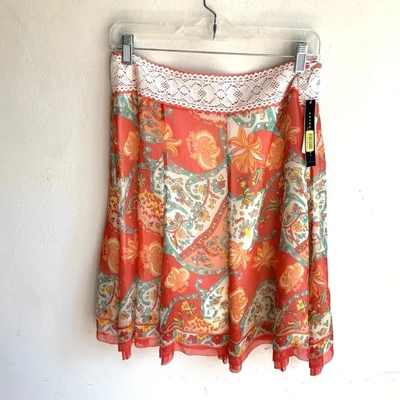 Antonio Melani Santa Fe Poppy Ibiza Silk Skirt Sz 10 NWT