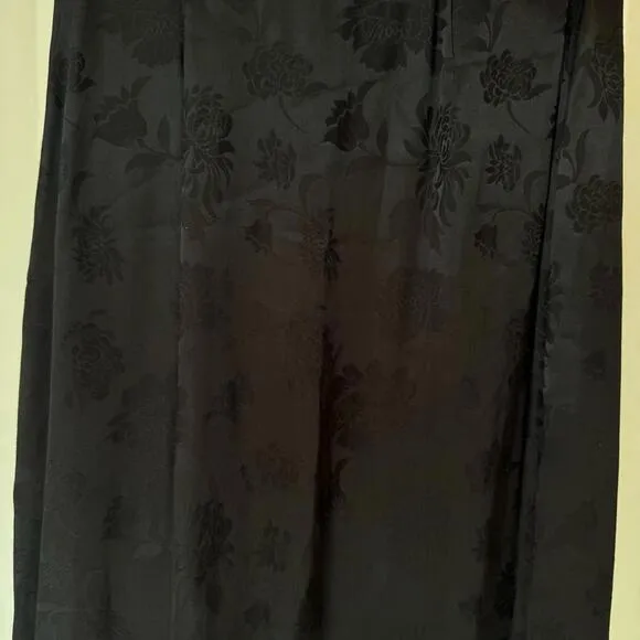 Aritzia Wilfred Baroque Satin Midi Skirt Side Slit Pearl Accent Buttons