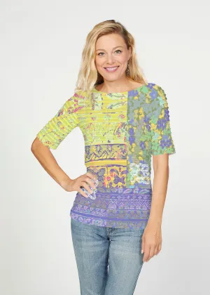Aspen (19191) ~ Banded Elbow Sleeve Boat Neck Top