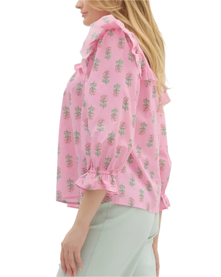 Bailey Babydoll Blouse - Pink/Green